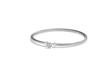 Rhodium Plated Twisted Heart Bracelet